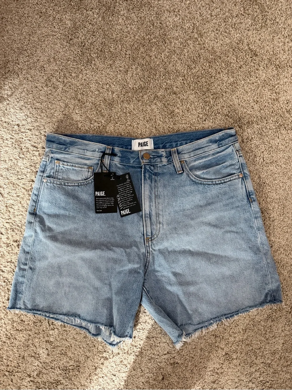 NWT PAIGE Archie Long Denim Shorts Grand Tour Size 29 $179